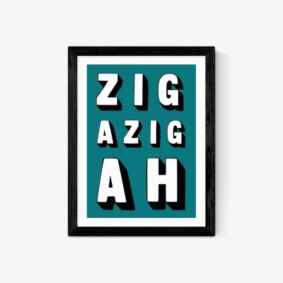 John Lewis EAST END PRINTS Indieprints 'Zig-Azig-Ah' Framed Print, Teal