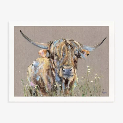 John Lewis Louise Luton - 'Daisy Daisy' Highland Cow Framed Print, 84.5 x 104.5cm, Brown