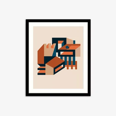 John Lewis Enye Studio - 'Castles' Framed Print & Mount, 63.5 x 53.5cm, Multi