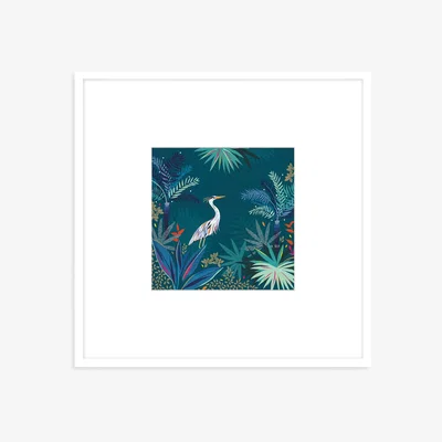 John Lewis John Lewis Sara Miller 'Heron' Framed Print & Mount, 52 x 52cm, Teal/Multi