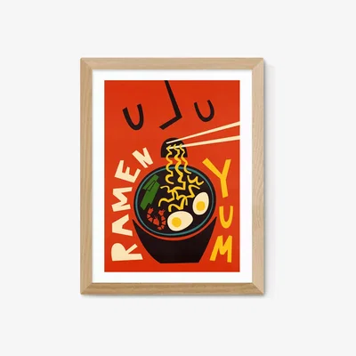 John Lewis EAST END PRINTS Fox & Velvet 'Yum Ramen' Framed Print