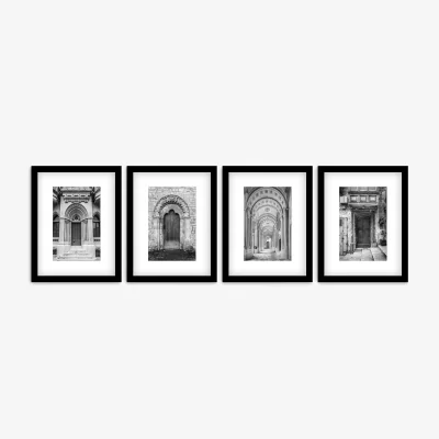 John Lewis Assaf Frank - 'Architectural Doorways' Framed Print & Mount, Set of 4, 43.5 x 33.5cm, Black/White