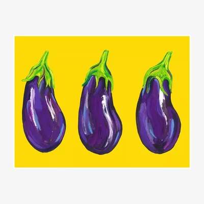 John Lewis EAST END PRINTS Alice Straker 'Aubergines on Yellow' Framed Print