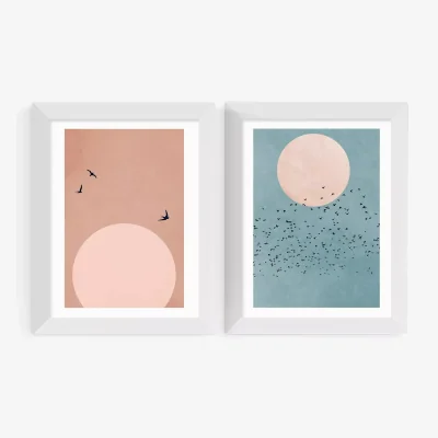 John Lewis EAST END PRINTS Kubistika 'Fly' Framed Print, Set of 2