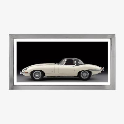 John Lewis Brookpace Lascelles 'Jaguar E-Type' Car Framed Print, 49 x 99cm, White/Black