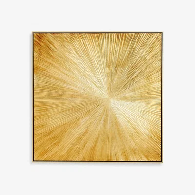 John Lewis John Lewis & Partners 'Temptation' Abstract Framed Canvas Print, 100 x 100cm, Gold