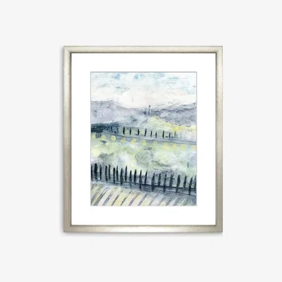 John Lewis Liz Clayton - Abstract Tuscany 3 Framed Print & Mount, 58 x 49cm, Green/Multi