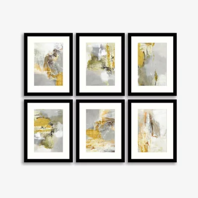 John Lewis Natasha Barnes - 'Ochre Dreams' Framed Print & Mount, Set of 6, 43.5 x 33.5cm, Yellow