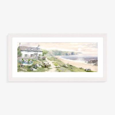John Lewis John Lewis Richard Macneil 'Sea View Cottage' Framed Print & Mount, 52 x 107cm, Green/Multi