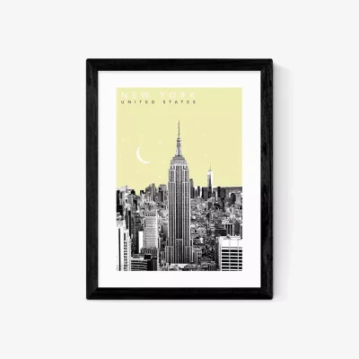John Lewis EAST END PRINTS Becks Norf Design 'New York Yellow' Framed Print