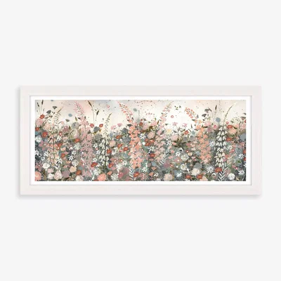 John Lewis Jane Morgan - Pink Meadow Framed Print & Mount, 57.5 x 112.5cm, Pink/Multi