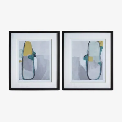 John Lewis Nordic Abstract - Framed Print & Mount, Set of 2, 69 x 59cm, Grey/Multi