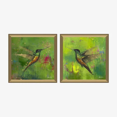 John Lewis John Lewis Laure Bury 'Nature's Realm I' Framed Print, Set of 2, 55 x 55cm, Green