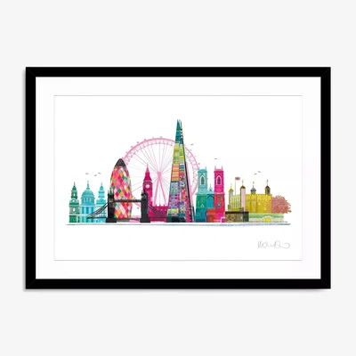 John Lewis John Lewis Ilona Drew 'London Skyline' Framed Print & Mount, 53.5 x 73.5cm, Multi