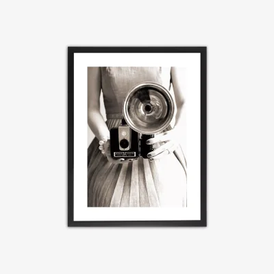 John Lewis 'Camera Girl' Framed Print, 75 x 55cm, Grey