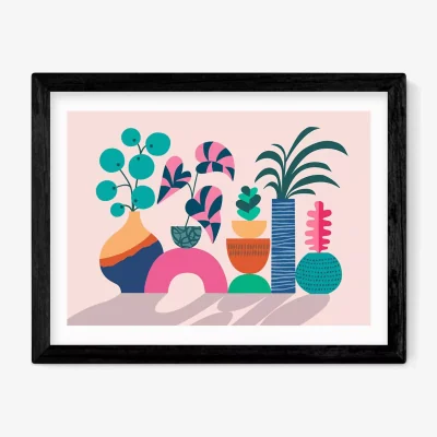 John Lewis EAST END PRINTS Rachel Lee 'House Plants' Framed Print