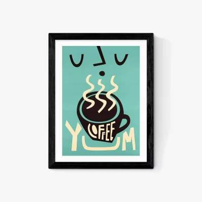 John Lewis EAST END PRINTS Fox & Velvet 'Yum Coffee' Framed Print