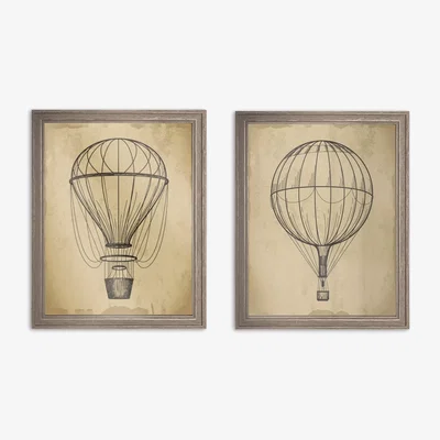 John Lewis Air Balloons Framed Prints, Set of 2, 72 x 46cm, Brown