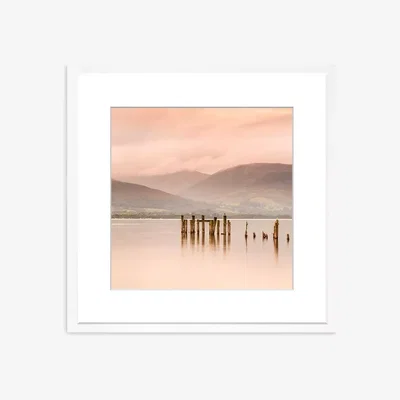 John Lewis Mountain Lake Framed Print & Mount, 73 x 73cm, Pink