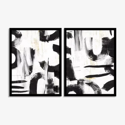 John Lewis John Lewis PI Studio 'Concept' Abstract Framed Print, Set of 2, 84.5 x 64.5cm, Black/White