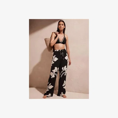 John Lewis Mint Velvet High Waist Graphic Print Trousers, Black/White