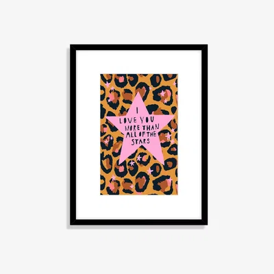John Lewis Eleanor Bowmer 'I Love You' Leopard Print Framed Print & Mount, 42 x 32cm, Pink/Multi