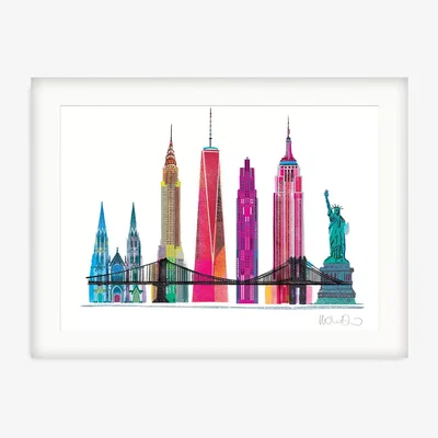 John Lewis Ilona Drew - New York Skyline Framed Print & Mount, 83.5 x 63.5cm