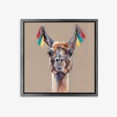 John Lewis Louise Luton - Llama Framed Print, 34 x 34cm, Natural/Multi