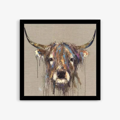 John Lewis Louise Luton - 'Faithful' Highland Cow Framed Print, 54.5 x 54.5cm, Brown