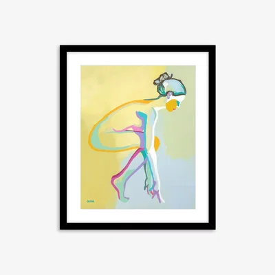 John Lewis Andrew Orton - 'Female Nude III' Framed Print & Mount, 63.5 x 53.5cm, Yellow/Multi
