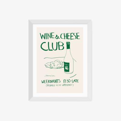John Lewis EAST END PRINTS Stephie Cardona 'Wine Cheese' Framed Print