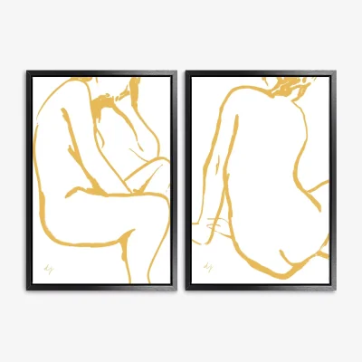 John Lewis Dominic James - 'Moderna' Framed Canvas Prints, Set of 2, 64 x 44cm, Ochre