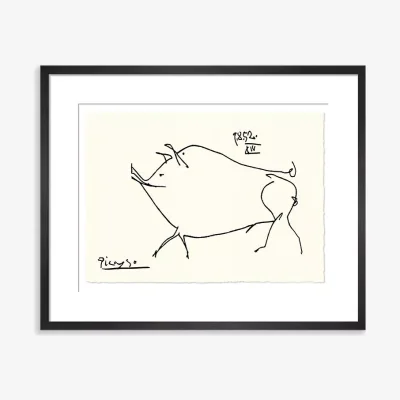 John Lewis Pablo Picasso - 'Cochon' Pig Sketch Framed Print, 37 x 47cm, Black/White