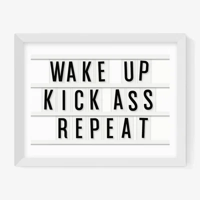 John Lewis EAST END PRINTS Rafael Farias 'Wake Up Kick Ass Repeat' Framed Print