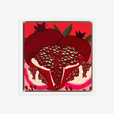 John Lewis Meera Knowles - 'Pomegranate' Framed Canvas Print, 34 x 34cm, Red