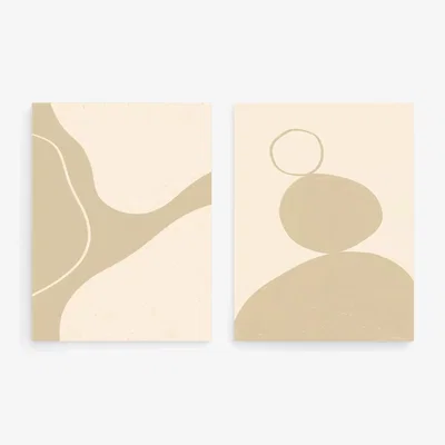 John Lewis EAST END PRINTS Alisa Galitsyna 'Neutral Shapes' Unframed Print, Set of 2, 40 x 30cm, Brown/White