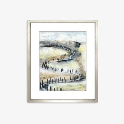 John Lewis Liz Clayton - Abstract Tuscany 2 Framed Print & Mount, 58 x 49cm, Green/Multi