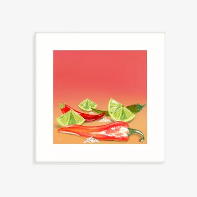 John Lewis Meera Knowles - 'Chili Lime Salt' Framed Print & Mount, 43.5 x 43.5cm, Red/Multi