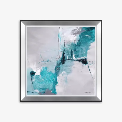John Lewis Natasha Barnes - 'Steel Dawn' Abstract Framed Print, 83.5 x 83.5cm, Teal