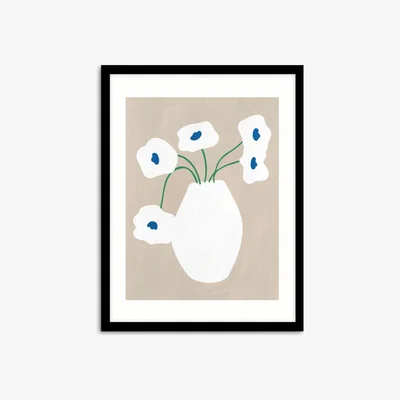 John Lewis John Lewis ANYDAY 'Fleurs Plantes' Framed Print, 42 x 32cm, White/Blue