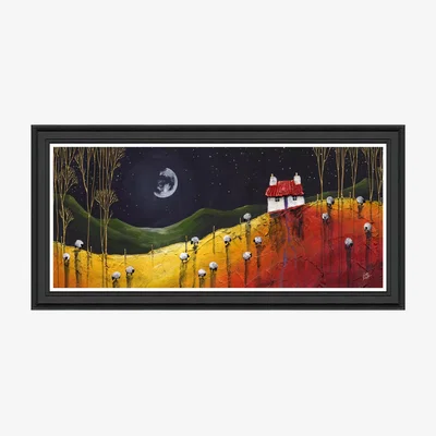 John Lewis John Lewis Geoff Beckett 'Counting Sheep' Framed Print, 54 x 109cm, Yellow/Red