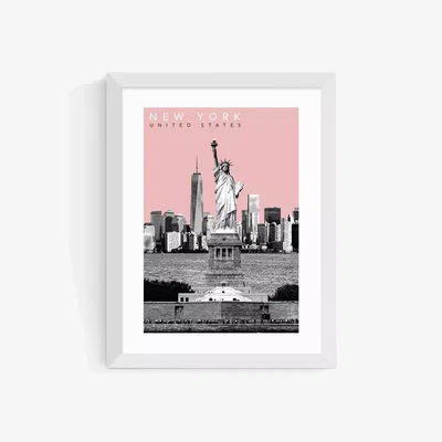 John Lewis EAST END PRINTS Becks Norf Design 'New York Pink' Framed Print