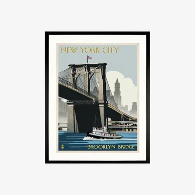 John Lewis The Lantern Press - Brooklyn Bridge Framed Print, 52 x 65cm