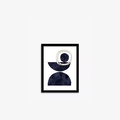 John Lewis Inky Blue I - Framed Print & Mount, 43.5 x 33.5cm, Indigo