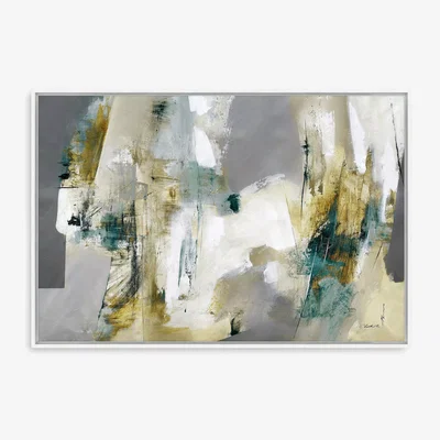 John Lewis Natasha Barnes - 'Cornwall Harbour' Canvas Print, 60 x 90cm, Grey/Multi