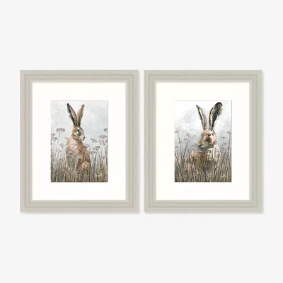 John Lewis Sarah Pye - Hares Framed Print & Mount, Set of 2, 33.5 x 27.5cm, Brown