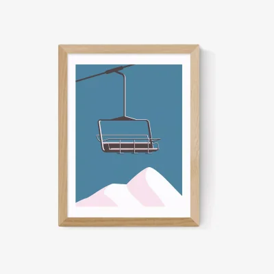 John Lewis EAST END PRINTS Keeler & Sidaway 'Chair Lift' Framed Print