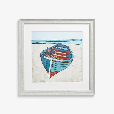 John Lewis John Lewis EL Cacho 'Smooth Sea' Framed Print & Mount, 45 x 45cm, Blue/Multi