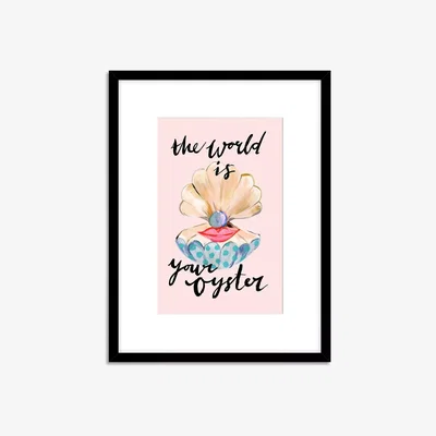 John Lewis Eleanor Bowmer 'World Is Your Oyster' Shell Framed Print & Mount, 42 x 32cm, Pink/Multi