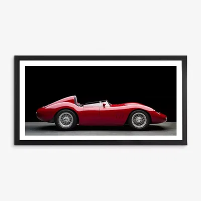 John Lewis Maserati 250S Fantuzzi - Classic Car Framed Print & Mount, 51 x 101.5.cm, Red